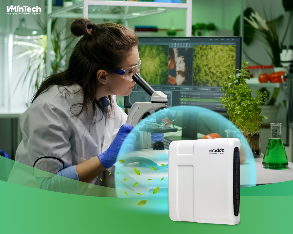 Phòng nghiên cứu giống cây trồng sử dụng máy khử khuẩn và làm sạch không khí Airocide