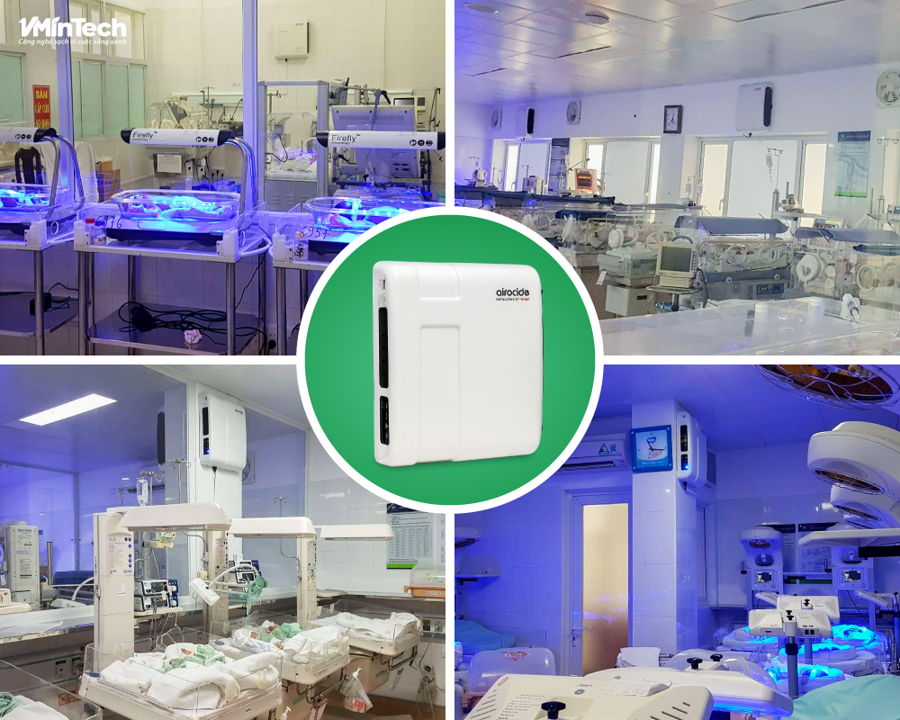 Máy khử khuẩn và làm sạch không khí Airocide được lắp đặt tại phòng trẻ sơ sinh tại bệnh viện