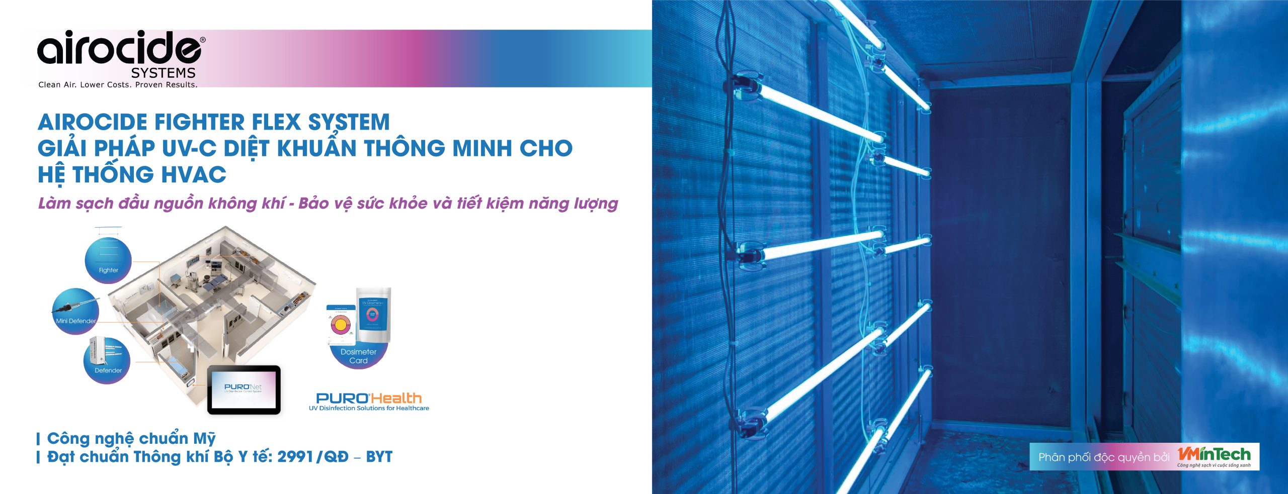 Giải pháp UV-C diệt khuẩn thông minh cho hệ thống HVAC Airocide Fighter Flex System